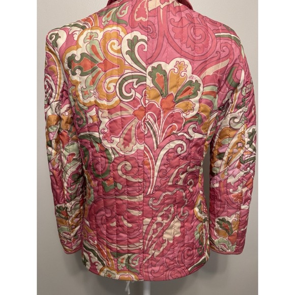 EUC ETRO Milano ITALY Quilted Pink Paisley DOUBLE Zip Front Jacket Size 40 US6/8 - Picture 3 of 16